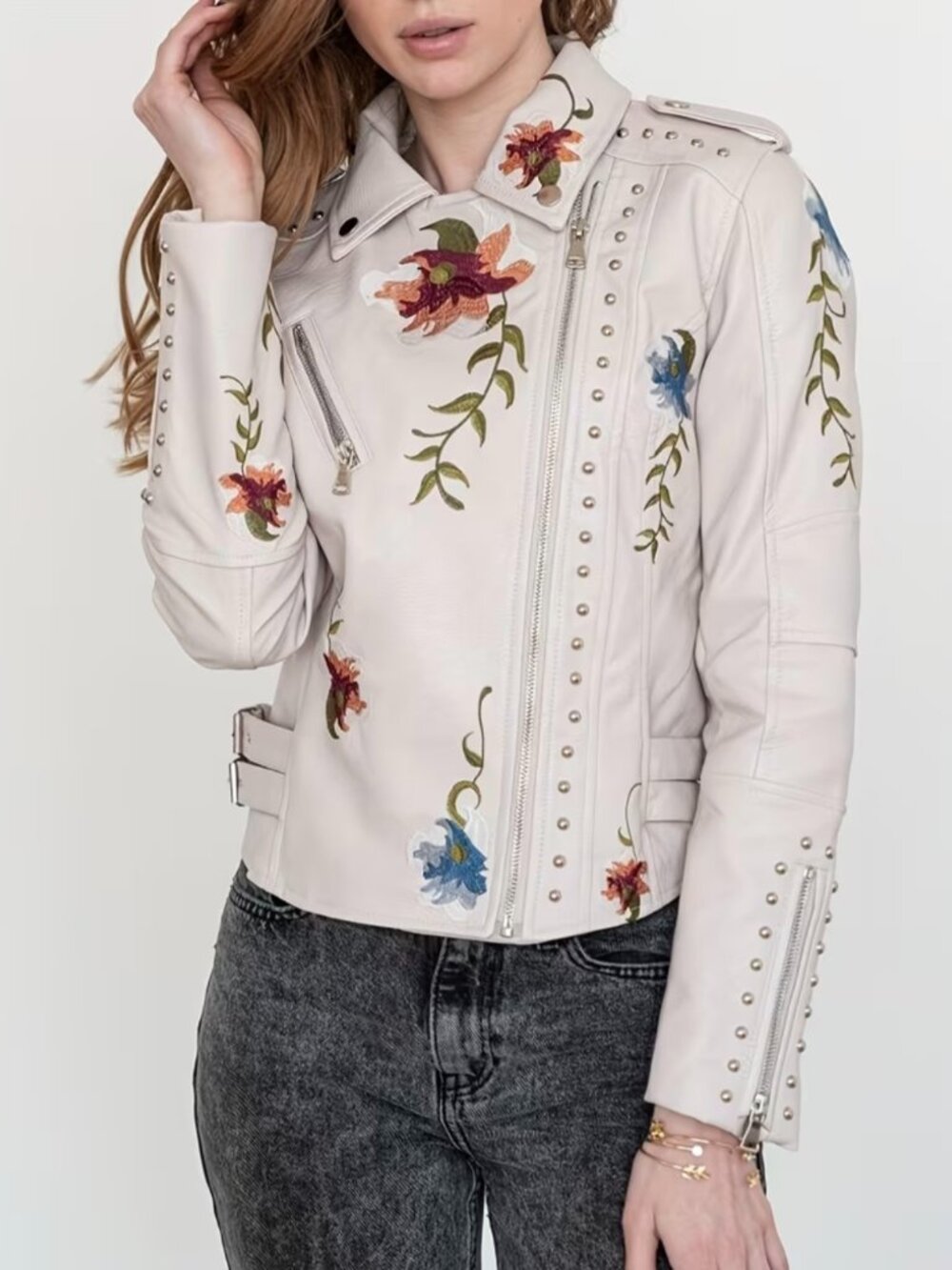 Women'S Vintage Streetwear Floral Print Embroidery Jacket